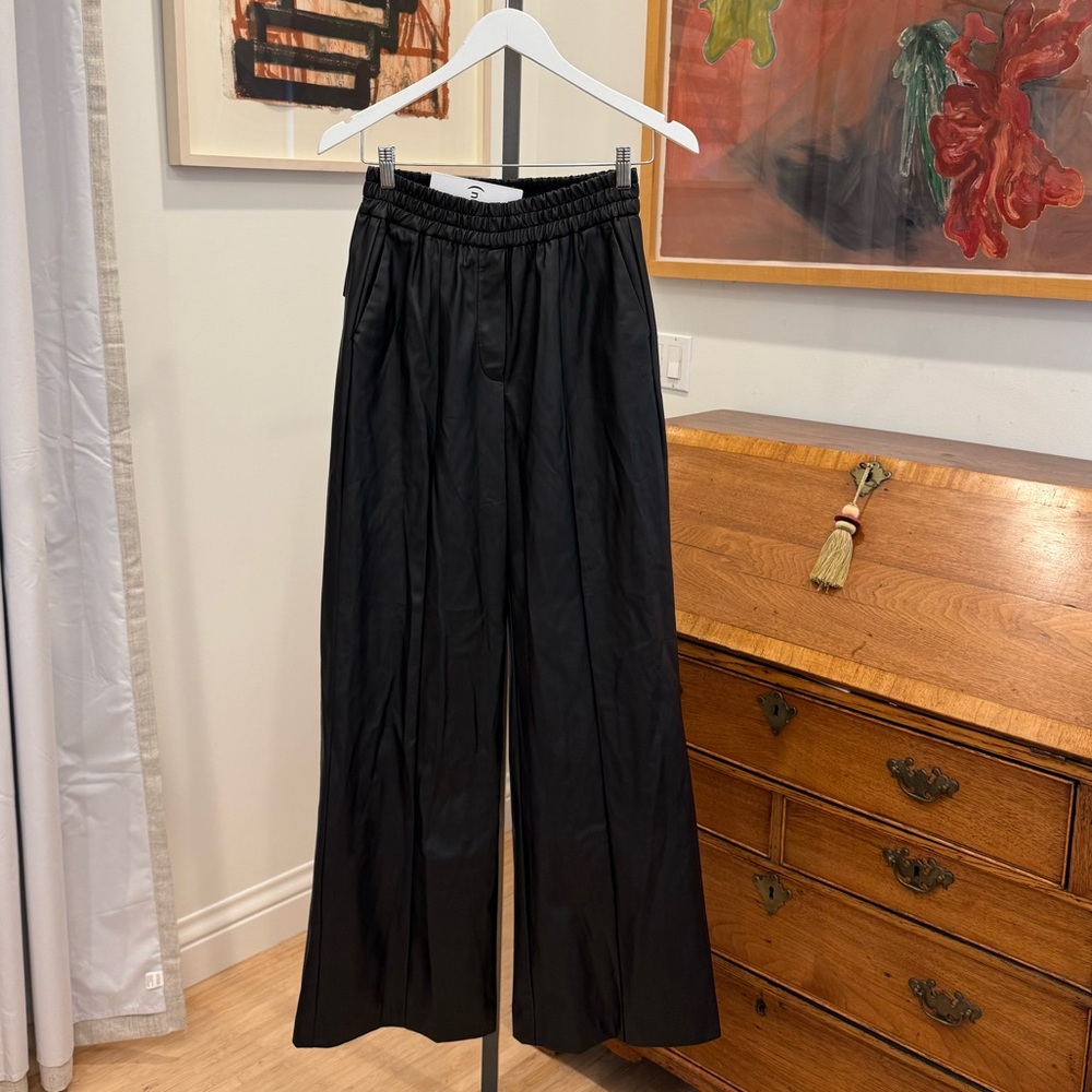 (nude) Wide Leg Vegan Leather Pant
